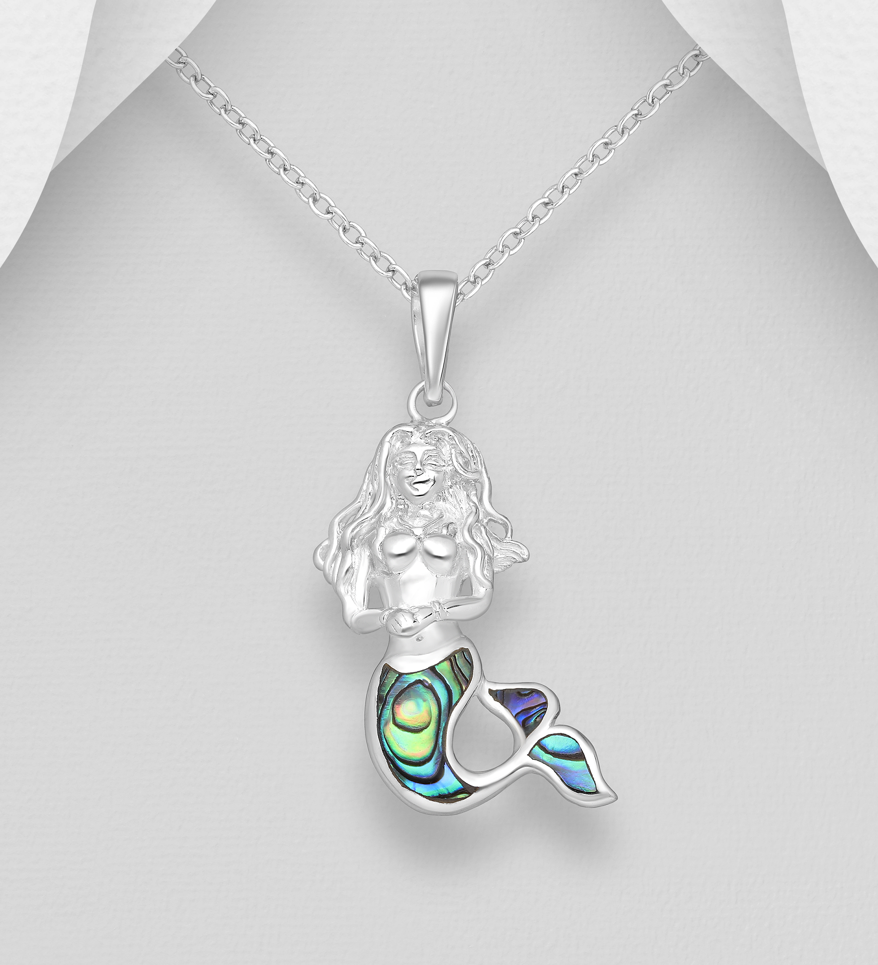 Wholesale 925 Sterling Silver Mermaid Pendant Decorated with Shell - SKU #789-3585