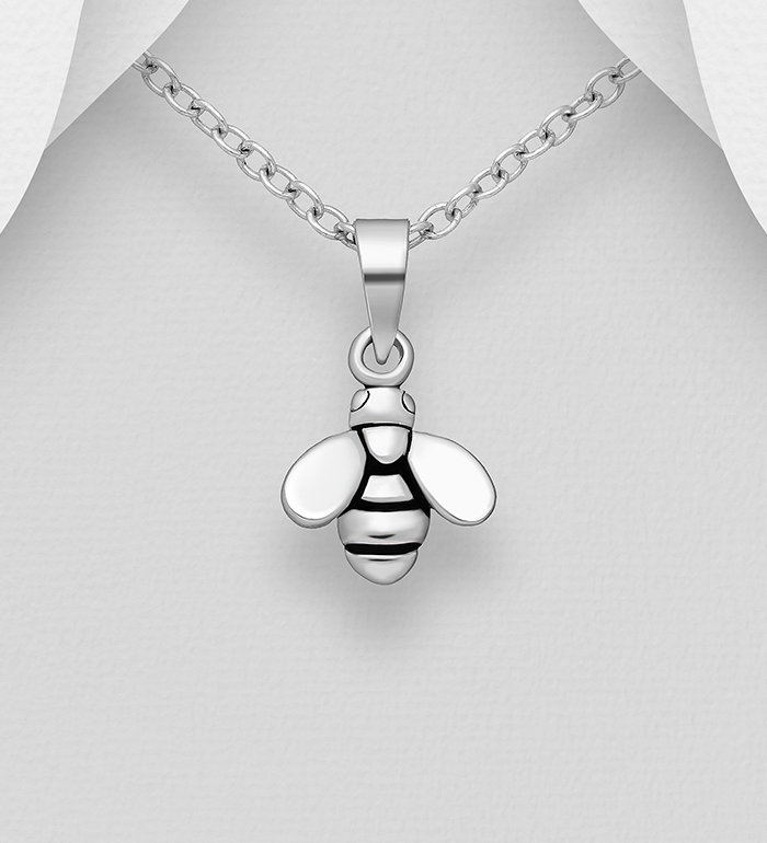 Wholesale 925 Sterling Silver Oxidized Bee Pendant - SKU #706-27824