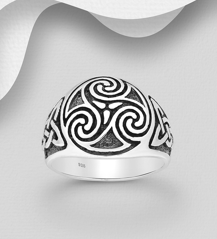 Wholesale 925 Sterling Silver Celtic And Triskelion Ring - SKU #1563-559