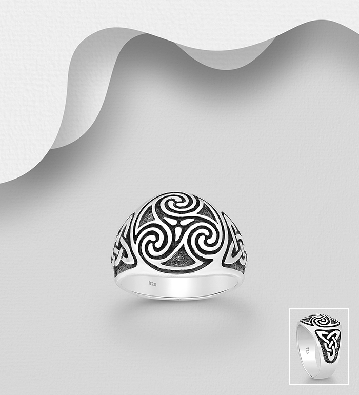 Wholesale 925 Sterling Silver Celtic And Triskelion Ring - SKU #1563-559