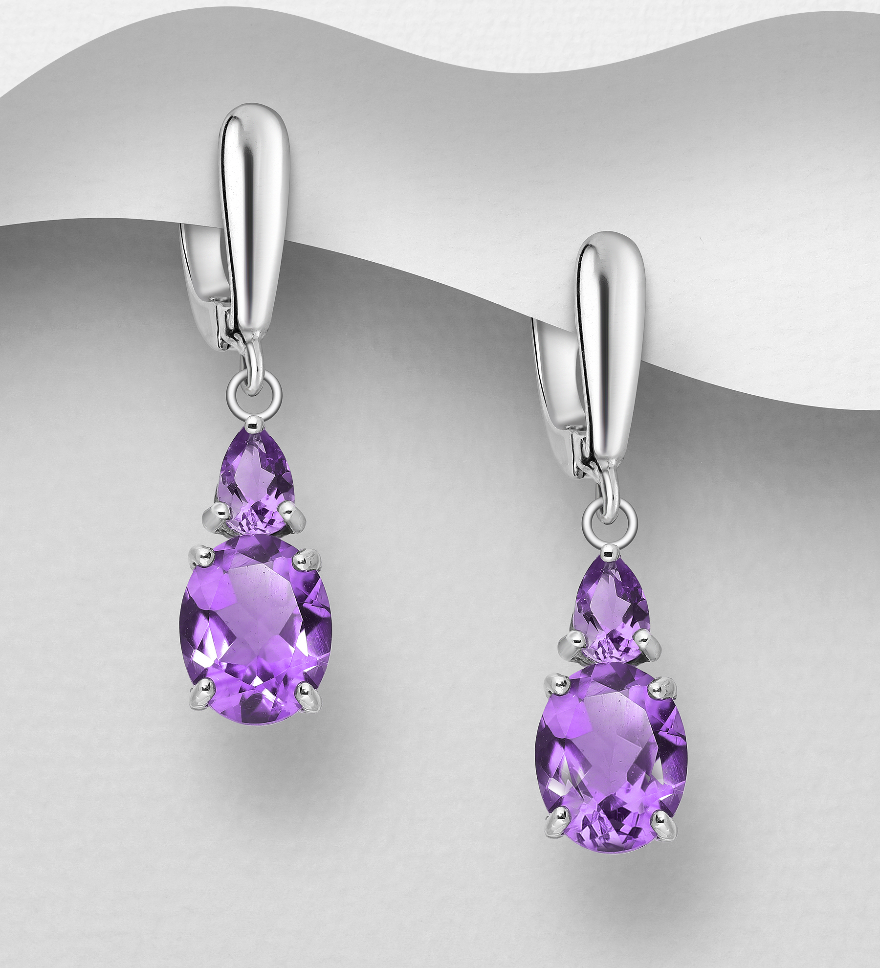 La Preciada - Wholesale 925 Sterling Silver Omega Lock Earrings, Decorated with Various Gemstones - SKU #1181-3166