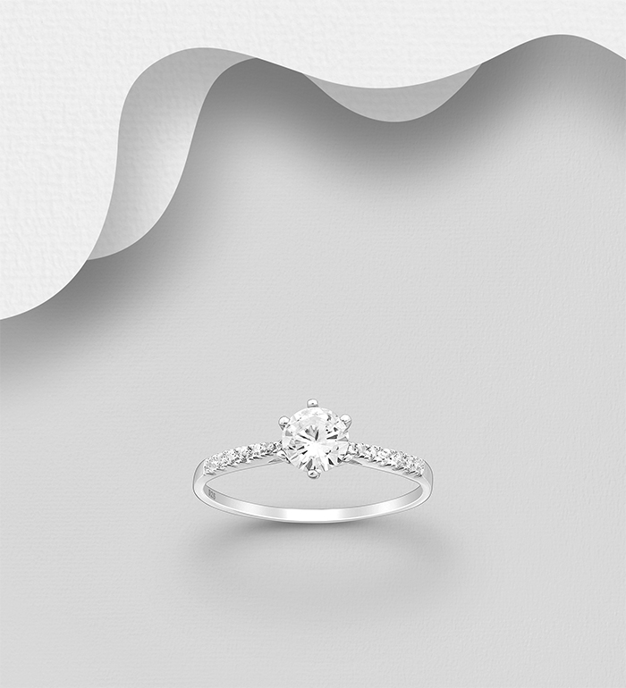 701-22022 - Wholesale 925 Sterling Silver Ring Decorated with CZ Simulated Diamonds