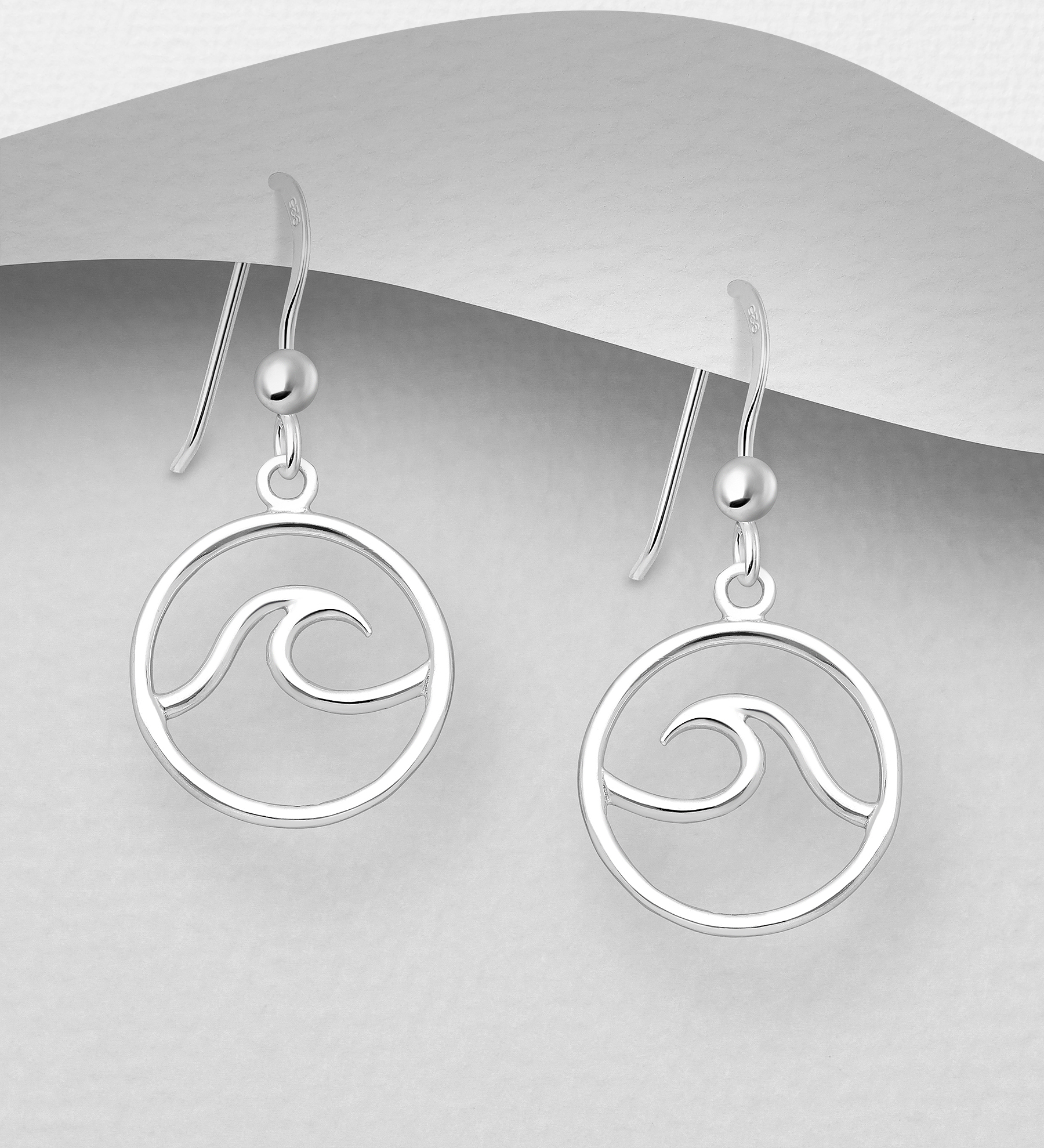 Wholesale 925 Sterling Silver Circle Wave Hook Earrings - SKU #706-27921