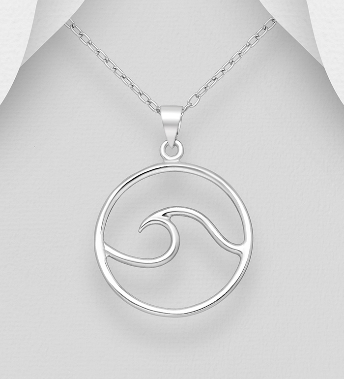 Wholesale 925 Sterling Silver Wave Pendant - SKU #706-27922