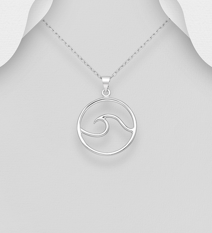 Wholesale 925 Sterling Silver Wave Pendant - SKU #706-27922