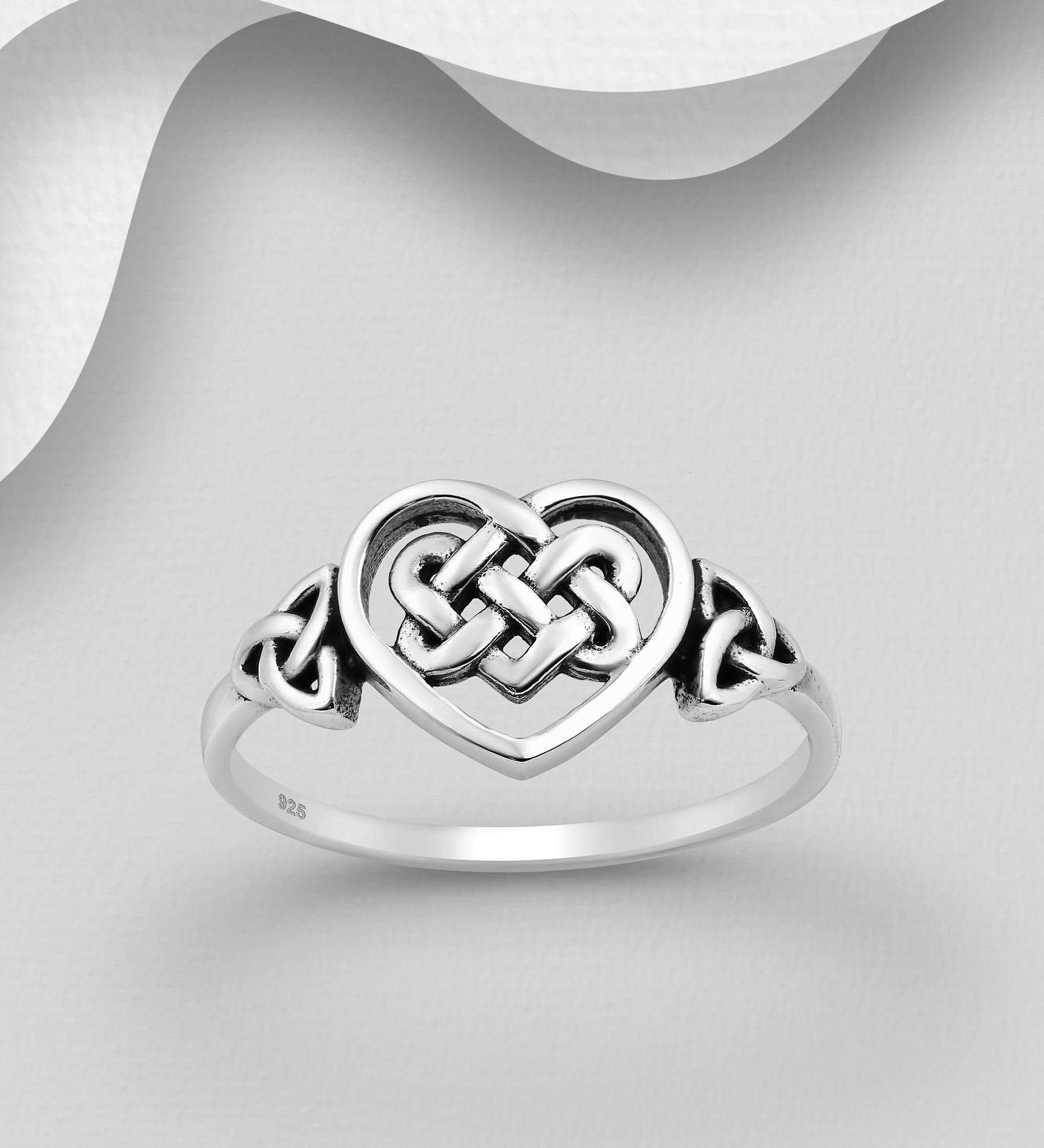 Wholesale 925 Sterling Silver Oxidized Celtic Heart Ring - SKU #1063-2207