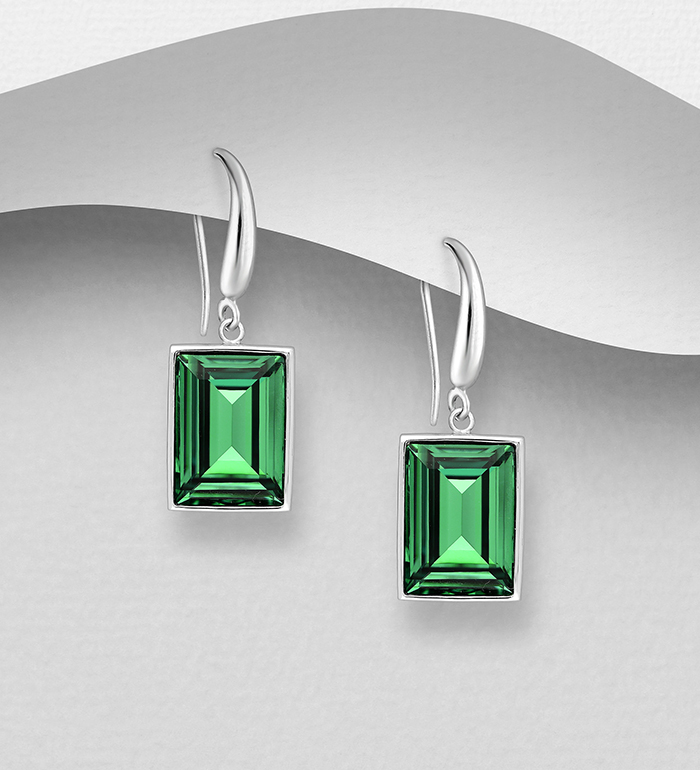 Sparkle by 7K - Wholesale 925 Sterling Silver Hook Earrings Decorated with Fine Austrian Crystal - SKU #1583-374
