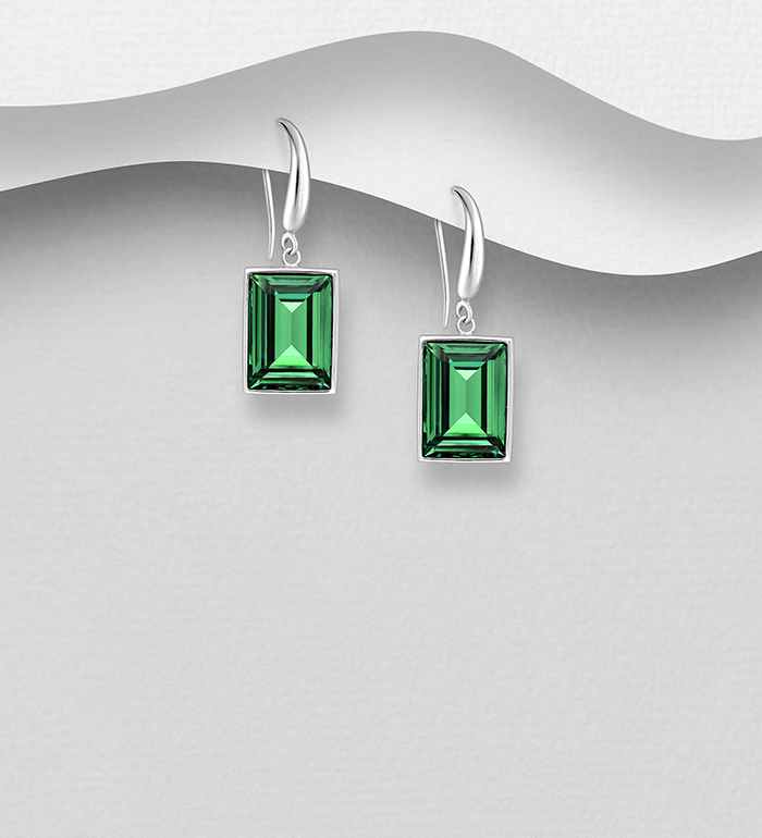 Sparkle by 7K - Wholesale 925 Sterling Silver Hook Earrings Decorated with Fine Austrian Crystal - SKU #1583-374