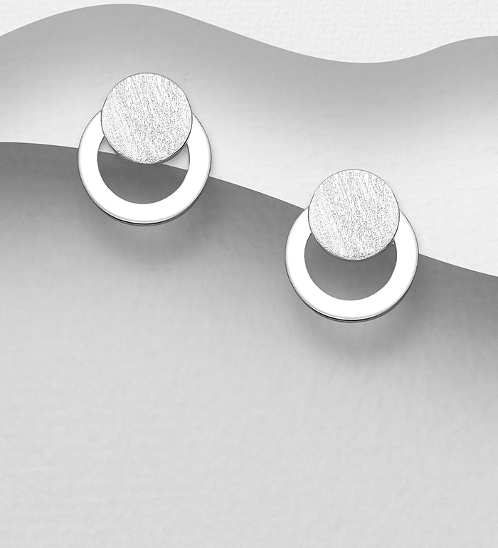 Wholesale 925 Sterling Silver Matte Circle Push-Back Earrings - SKU #706-28133