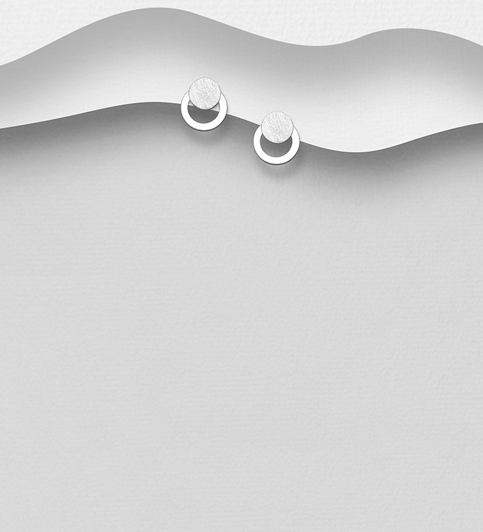 Wholesale 925 Sterling Silver Matte Circle Push-Back Earrings - SKU #706-28133
