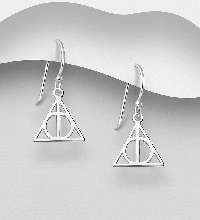 Wholesale 925 Sterling Silver Deathly Hallows Symbol Hook Earrings - SKU #1063-2239