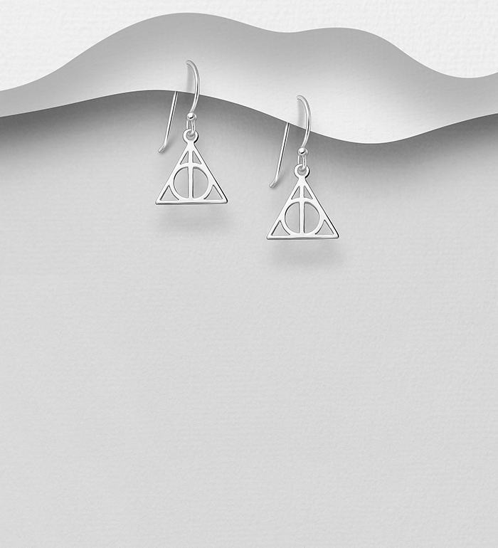 Wholesale 925 Sterling Silver Deathly Hallows Symbol Hook Earrings - SKU #1063-2239