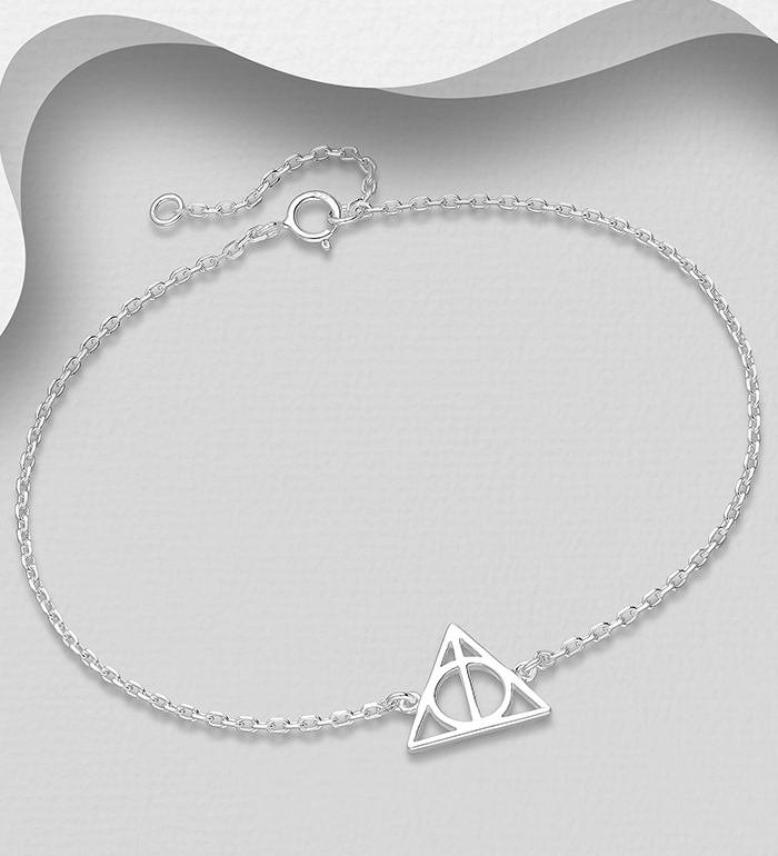 Wholesale 925 Sterling Silver Deathly Hallows Symbol Bracelet - SKU #1063-2240