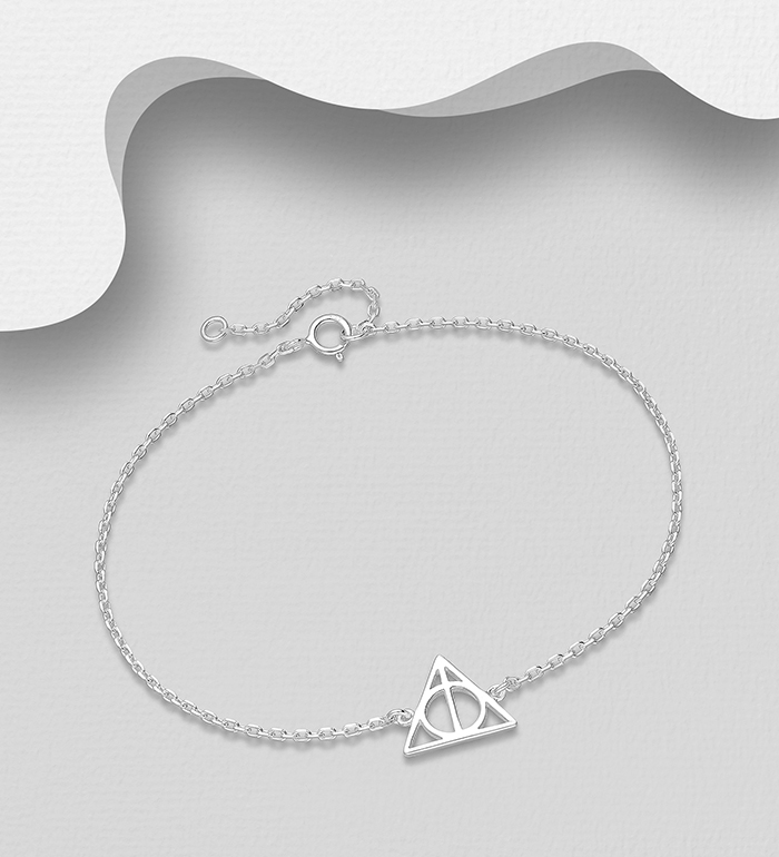 Wholesale 925 Sterling Silver Deathly Hallows Symbol Bracelet - SKU #1063-2240