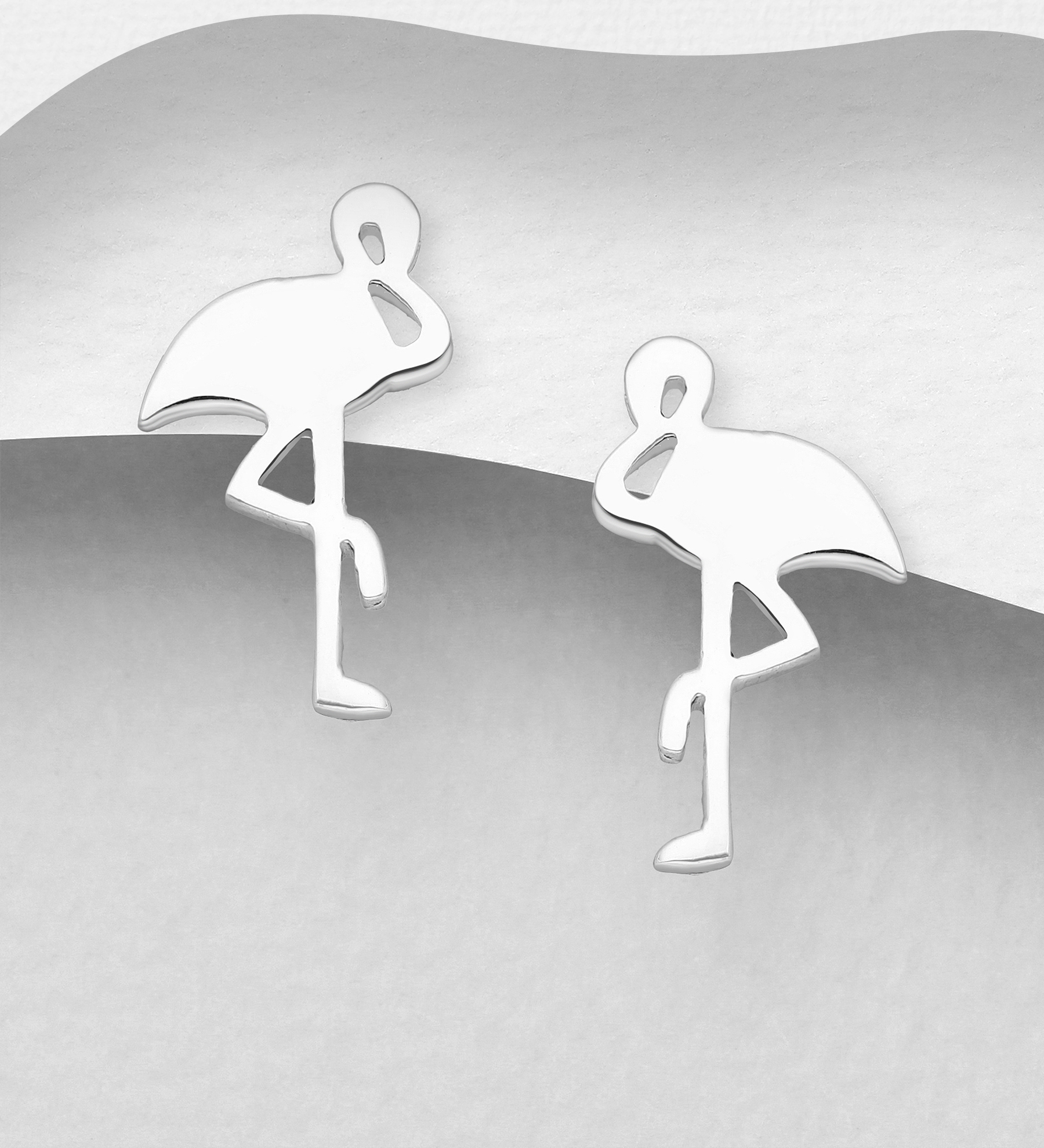 Wholesale 925 Sterling Silver Flamingo Push-Back Earrings - SKU #706-28292