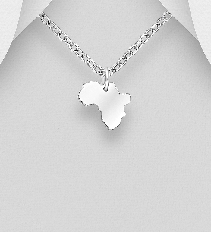 Wholesale 925 Sterling Silver Africa Map Pendant - SKU #1063-2252