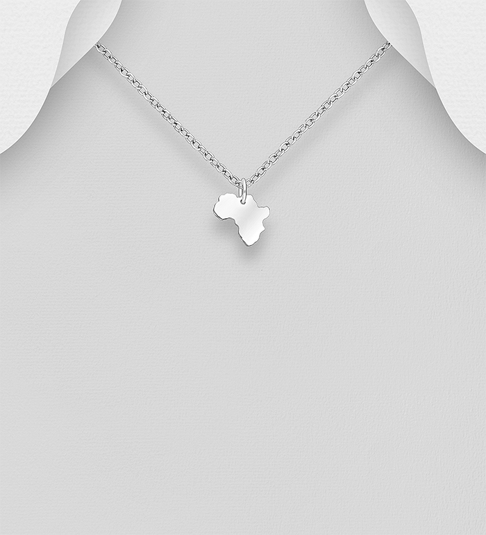 Wholesale 925 Sterling Silver Africa Map Pendant - SKU #1063-2252