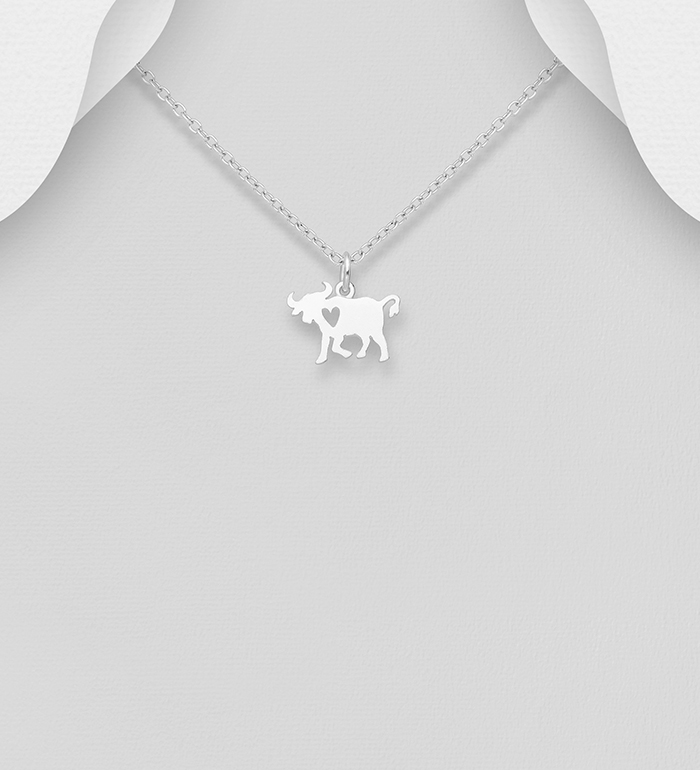 Wholesale 925 Sterling Silver Buffalo Pendant with Heart Cutout - SKU #1063-2262