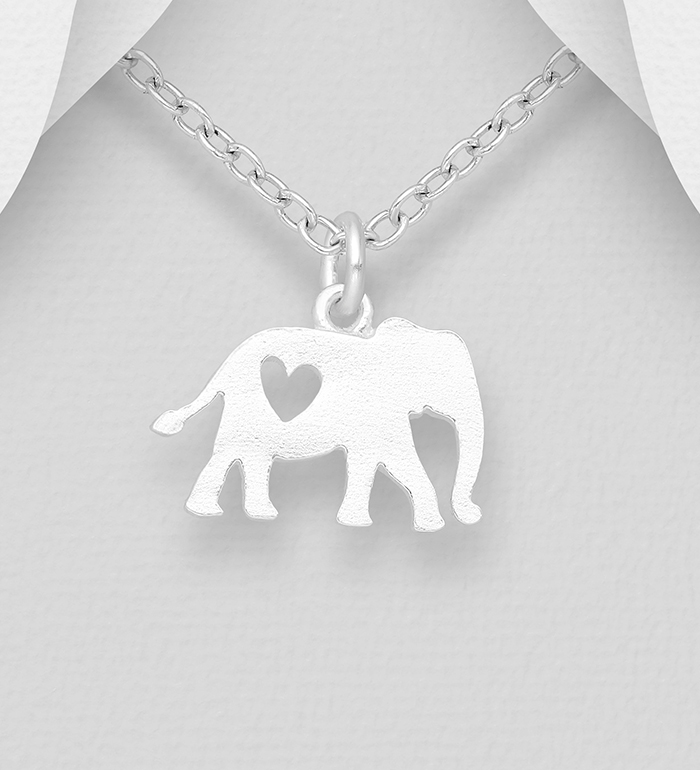 Wholesale 925 Sterling Silver Elephant Pendant with Heart Cutout - SKU #1063-2268