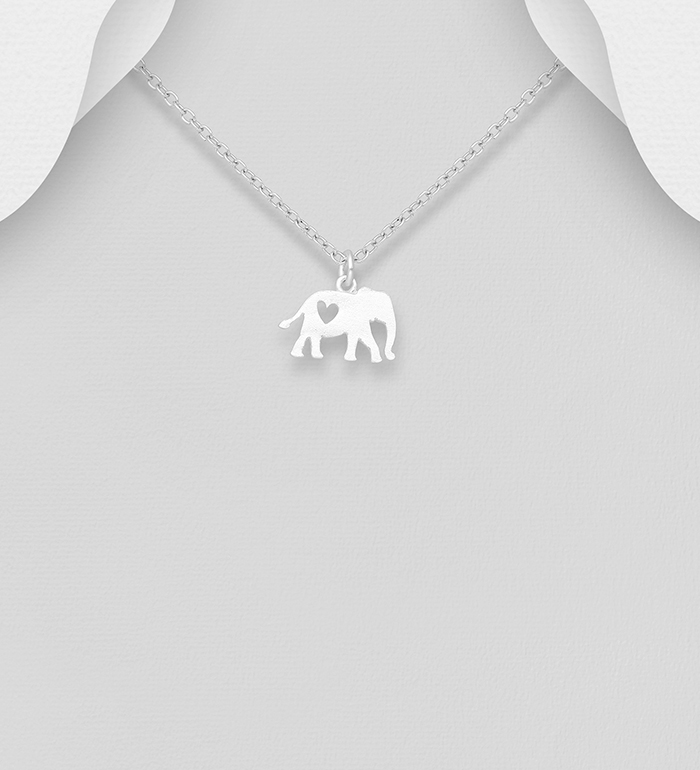 Wholesale 925 Sterling Silver Elephant Pendant with Heart Cutout - SKU #1063-2268