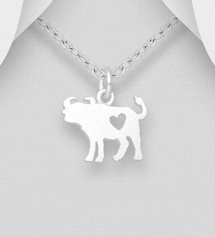 Wholesale 925 Sterling Silver Buffalo Pendant with Heart Cutout - SKU #1063-2269