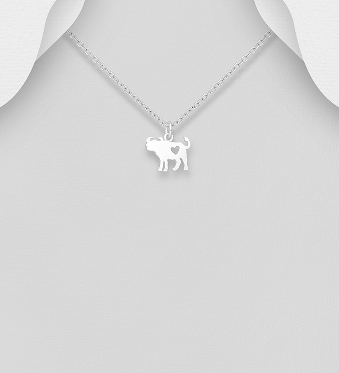 Wholesale 925 Sterling Silver Buffalo Pendant with Heart Cutout - SKU #1063-2269