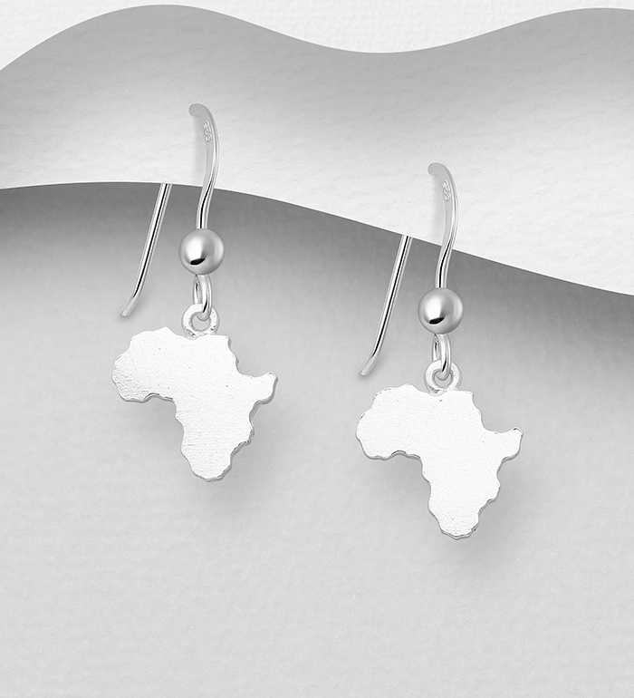 Wholesale 925 Sterling Silver Africa Map Hook Earrings - SKU #1063-2273