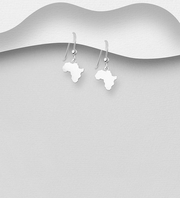 Wholesale 925 Sterling Silver Africa Map Hook Earrings - SKU #1063-2273