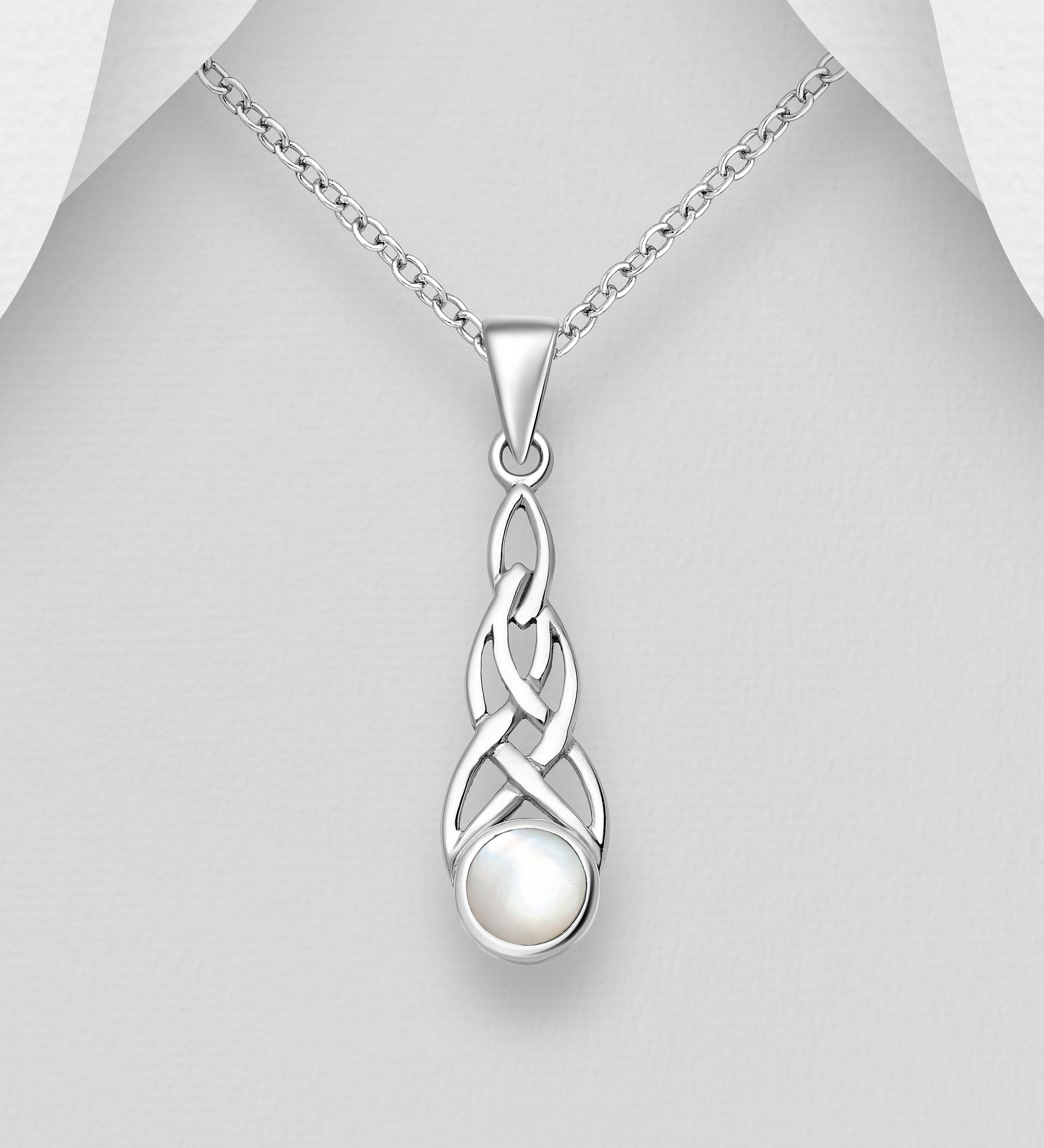 Wholesale 925 Sterling Silver Celtic Pendant Decorated With Shell - SKU #789-3693