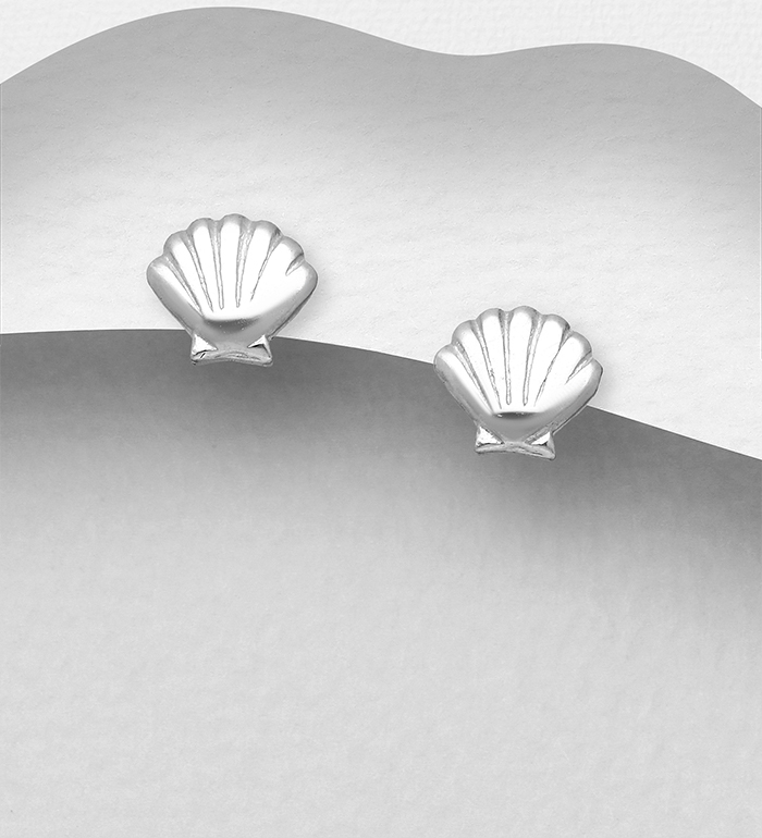 Wholesale 925 Sterling Silver Shell Push-Back Earrings - SKU #1068-1624