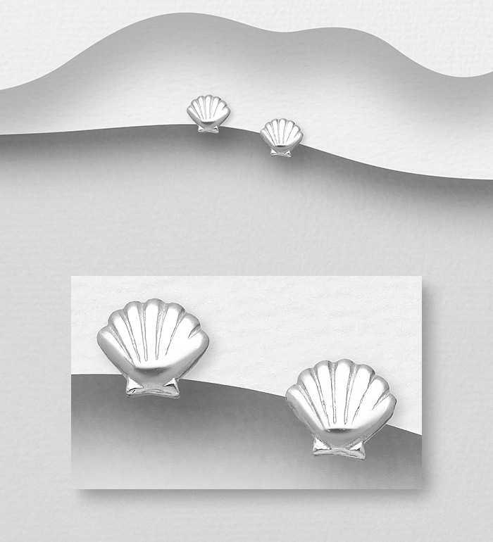 Wholesale 925 Sterling Silver Shell Push-Back Earrings - SKU #1068-1624