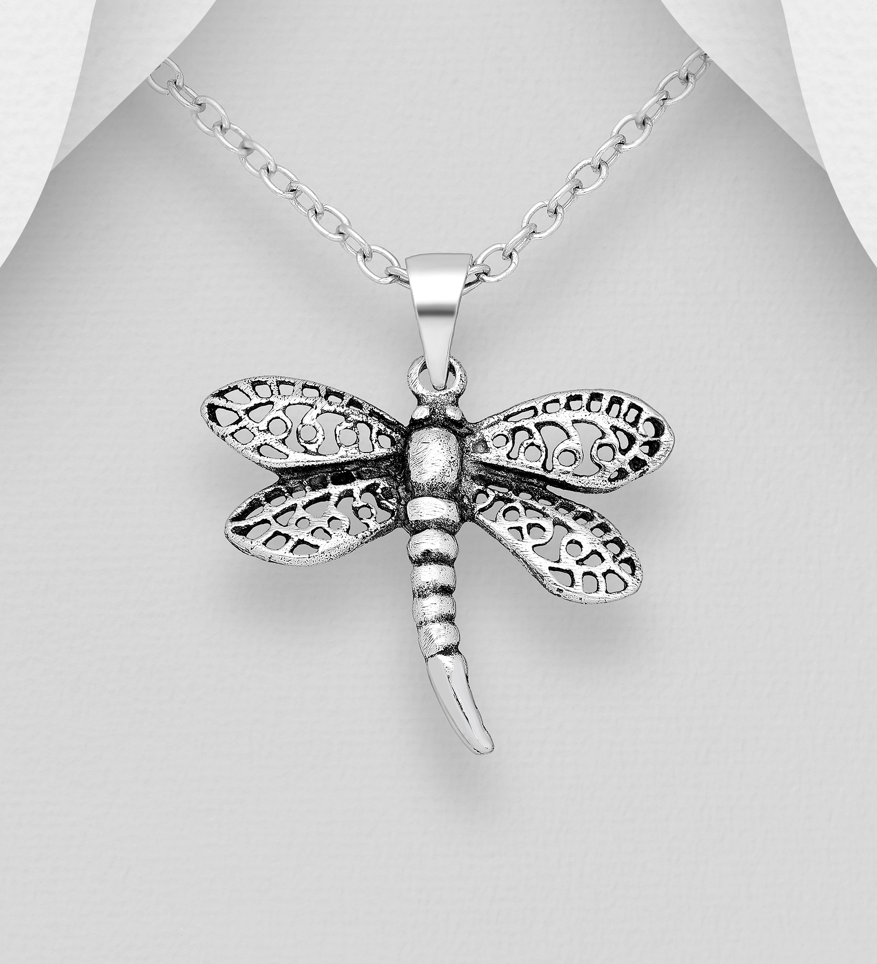 Wholesale 925 Sterling Silver Oxidized Dragonfly Pendant - SKU #706-28592