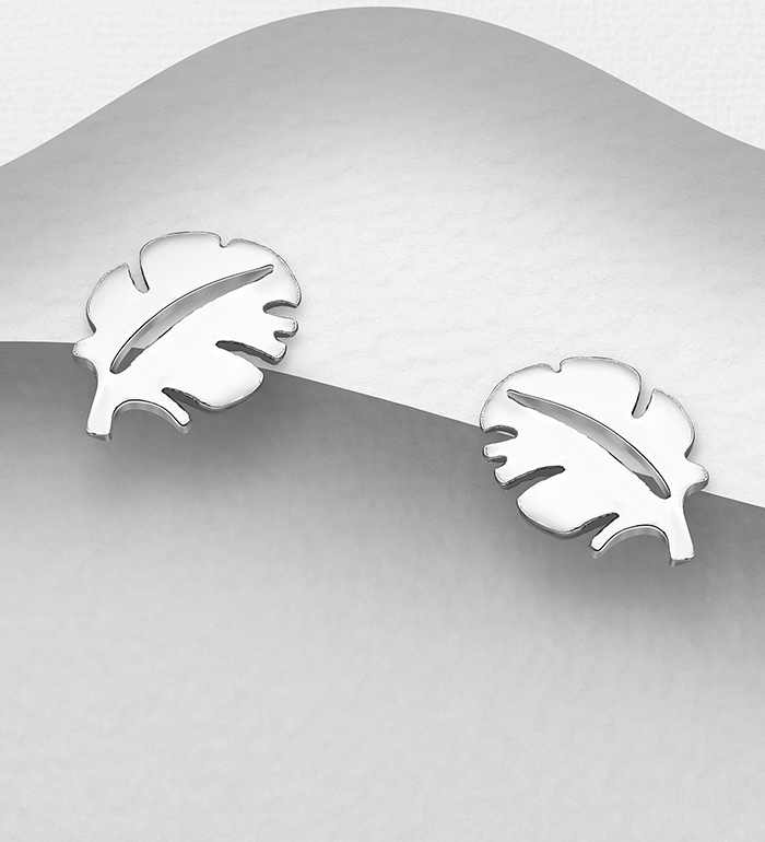 Wholesale 925 Sterling Silver Leaf Push-Back Earrings - SKU #706-28608
