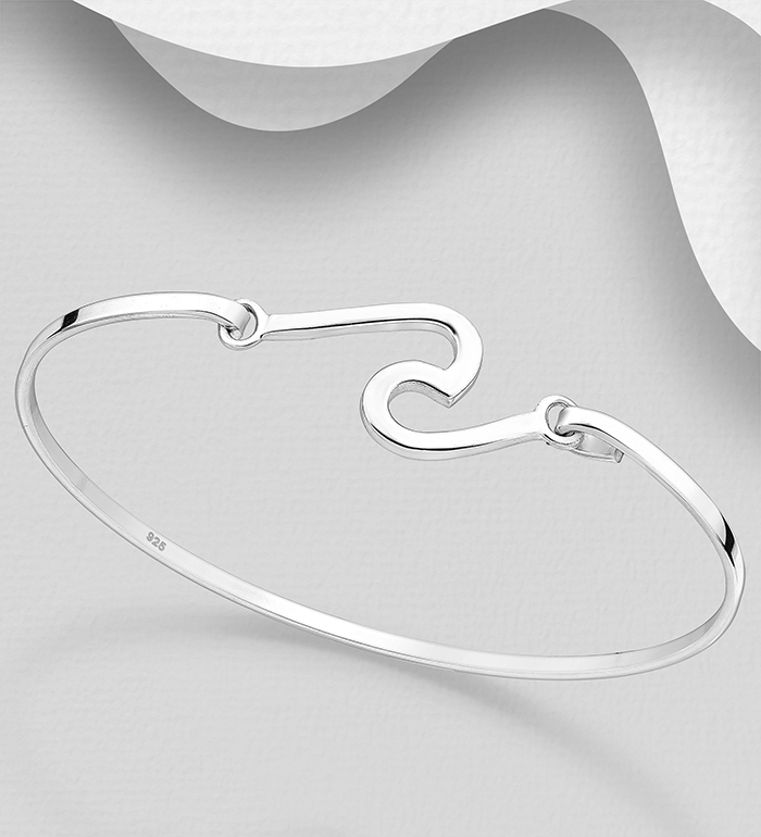 Wholesale 925 Sterling Silver Wave Bangle - SKU #706-28636