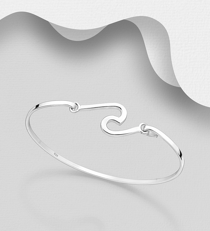 Wholesale 925 Sterling Silver Wave Bangle - SKU #706-28636