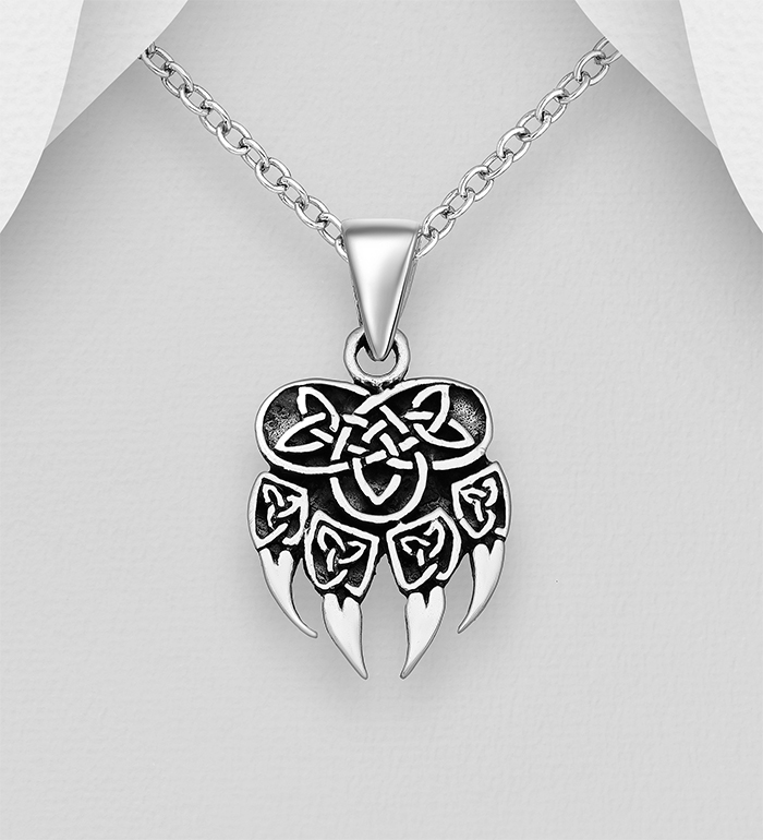 Wholesale 925 Sterling Silver Oxidized Celtic Paw Claw Pendant - SKU #767-1042