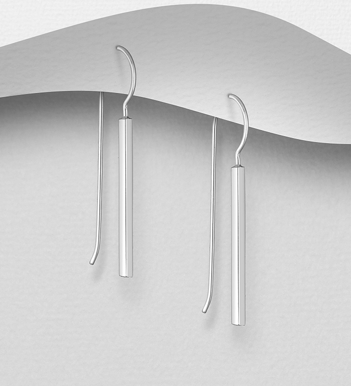Wholesale 925 Sterling Silver Bar Hook Earrings - SKU #706-28701