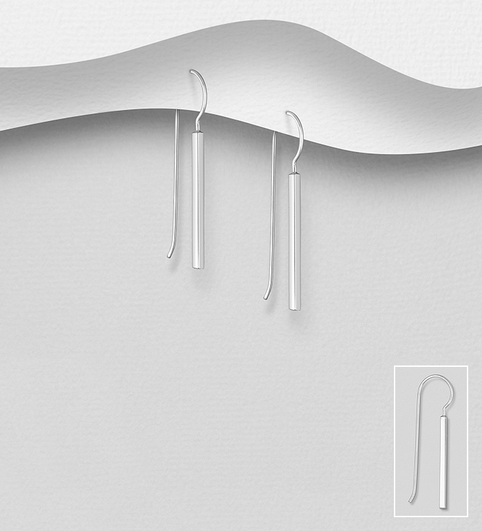 Wholesale 925 Sterling Silver Bar Hook Earrings - SKU #706-28701