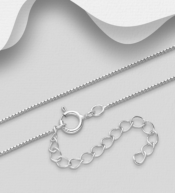 Wholesale 925 Sterling Silver Chain Box (Venetian), 0.8 mm Wide, Made In Thailand. - SKU #706-28817