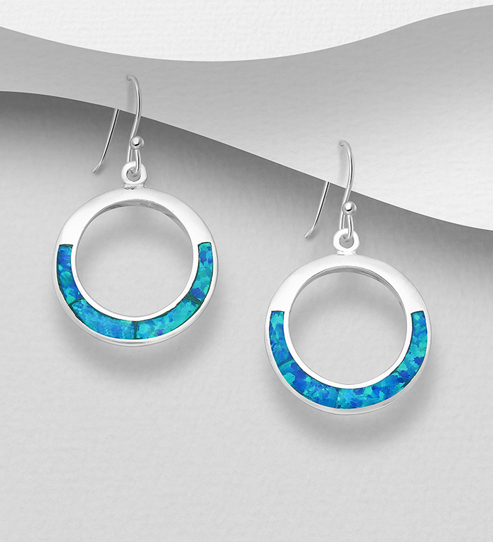 Wholesale 925 Sterling Silver Hook Earrings Decorated with Lab-Created Opal - SKU #1479-1291