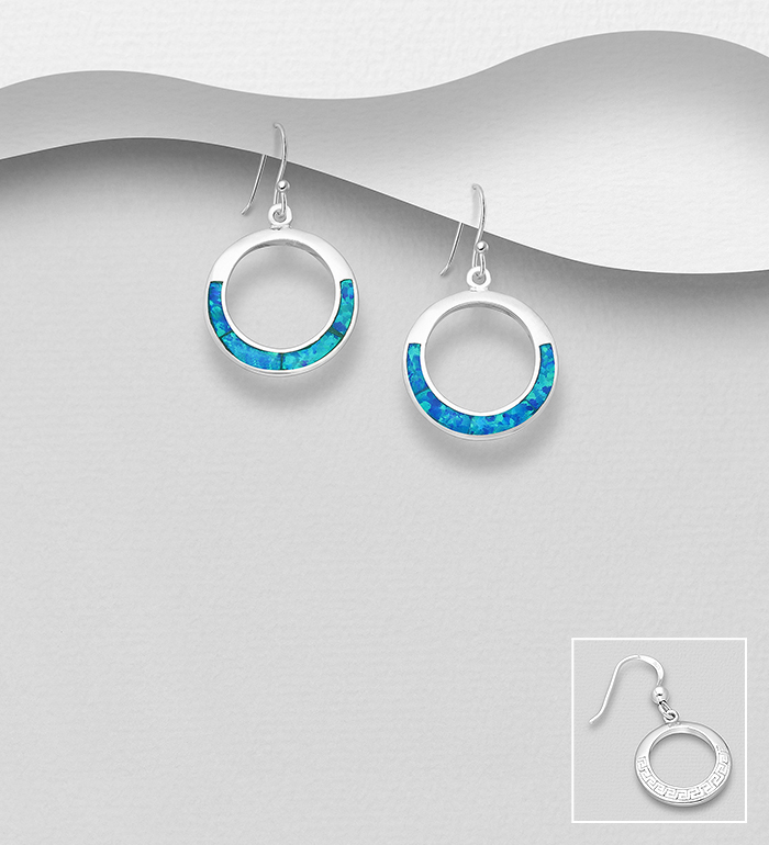 Wholesale 925 Sterling Silver Hook Earrings Decorated with Lab-Created Opal - SKU #1479-1291