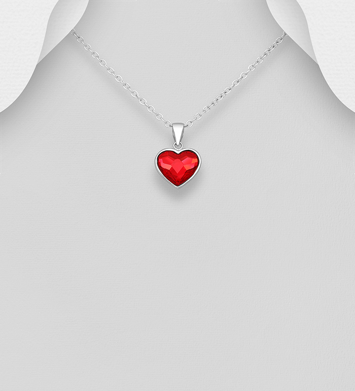 Sparkle by 7K - Wholesale 925 Sterling Silver Heart Pendant Decorated with Fine Austrian Crystal - SKU #1583-389