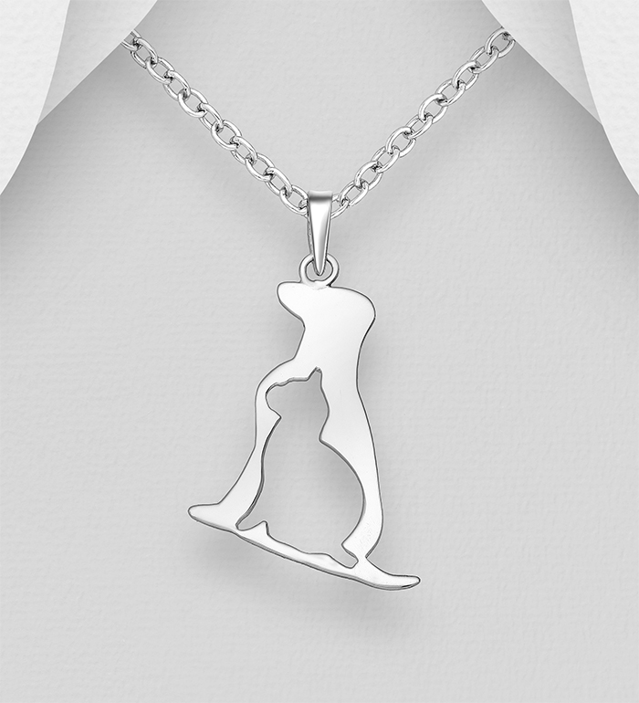 Wholesale 925 Sterling Silver Cat and Dog Pendant - SKU #706-29135