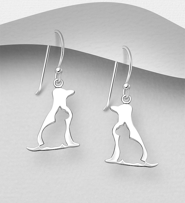 Wholesale 925 Sterling Silver Cat and Dog Earrings - SKU #706-29150