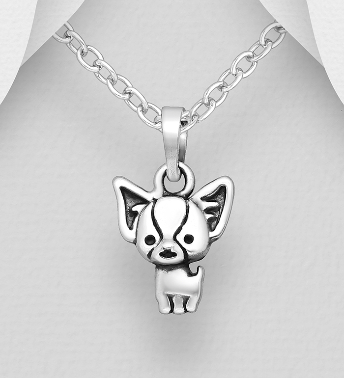 Wholesale 925 Sterling Silver Oxidized Dog Pendant - SKU #1063-2398