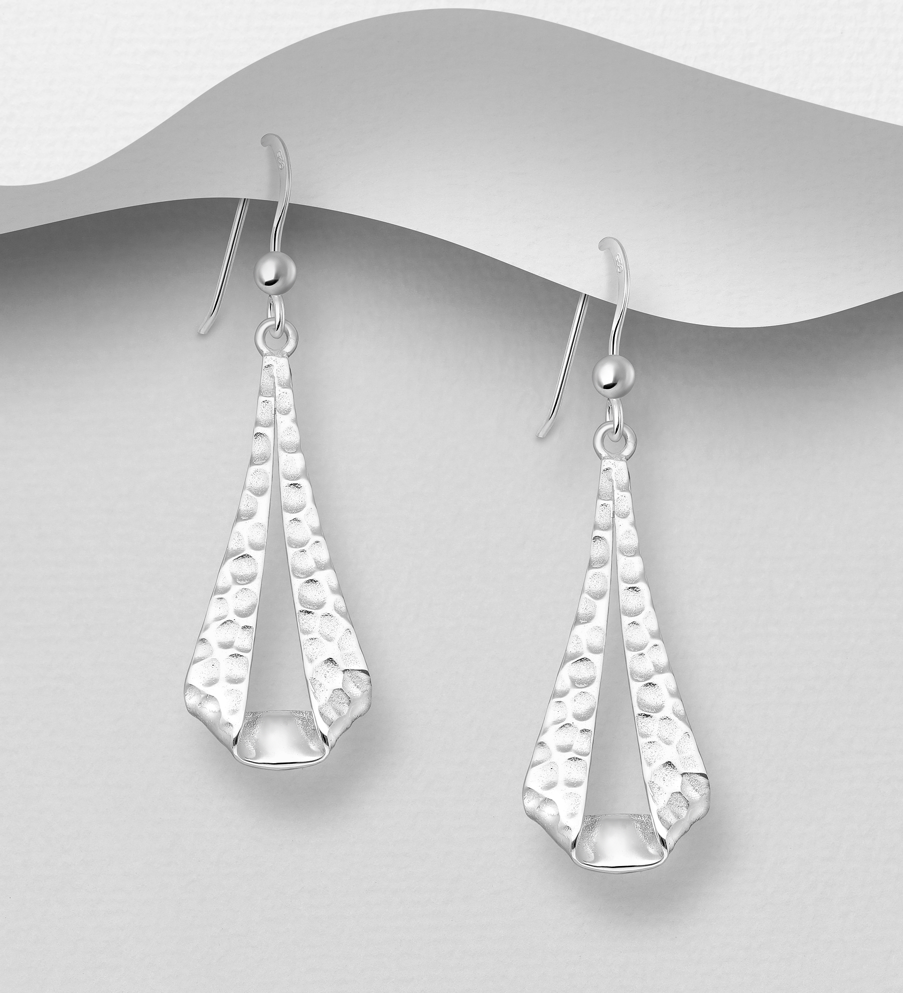 Wholesale 925 Sterling Silver Hammered Hook Earrings - SKU #706-29254