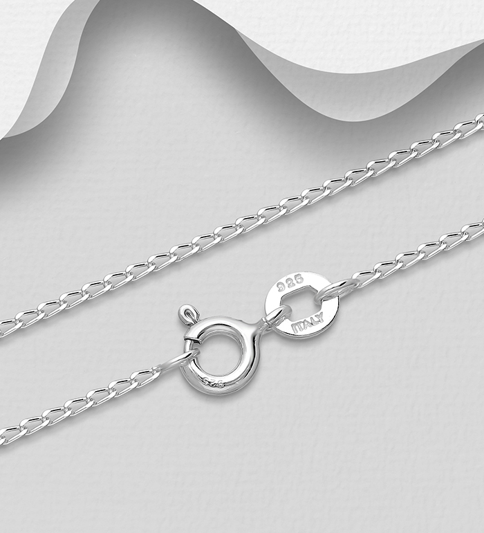 Italian Delight - Wholesale 925 Sterling Silver Curb Chain, 1 mm Wide, Made in Italy. - SKU #706-29297