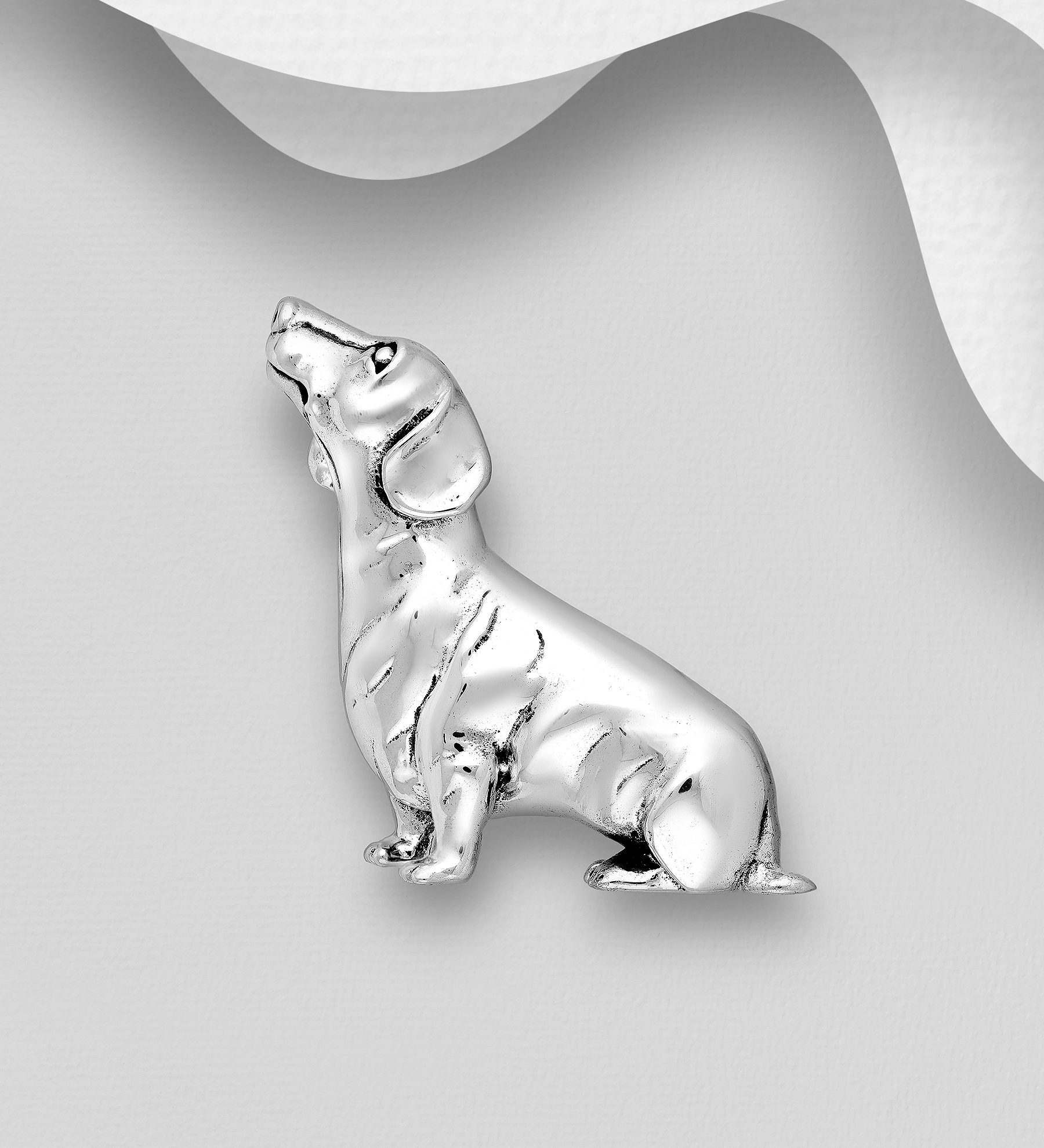 Wholesale 925 Sterling Silver Oxidized Dog Brooch - SKU #706-29330