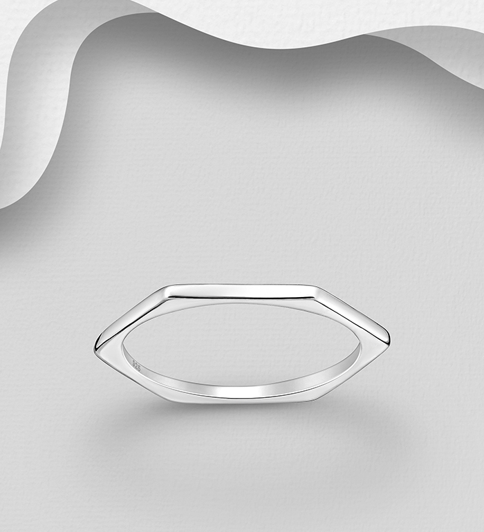 Wholesale 925 Sterling Silver Hexagon Ring - SKU #706-29359