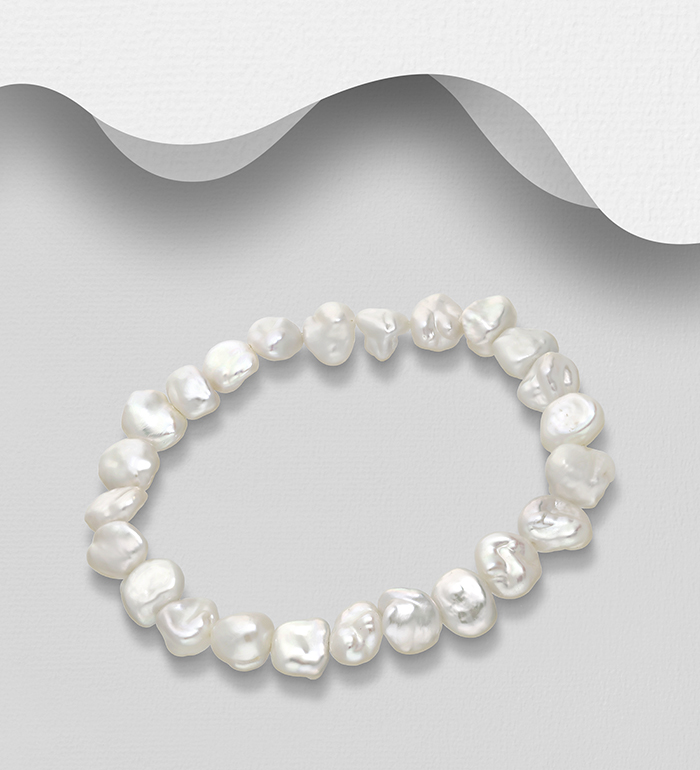 Wholesale Stretch Bracelet Beaded With Fresh Water Pearls - SKU #1063-2415